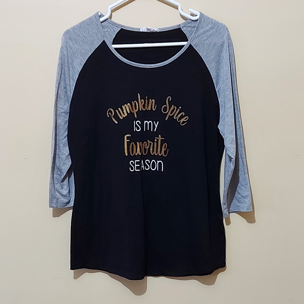 Pumpkin Spice 3/4 Sleeve Raglan Tee Shirt